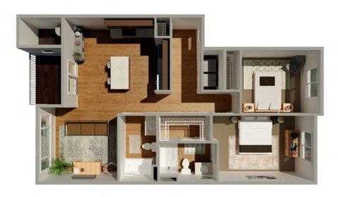 Floor plan for 2 beds, 2 baths, 1092 sqft